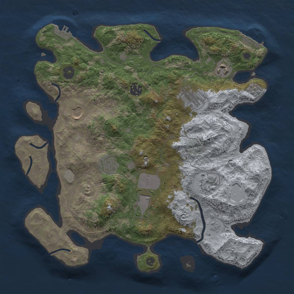 Rust Map: Procedural Map, Size: 3500, Seed: 441, 14 Monuments