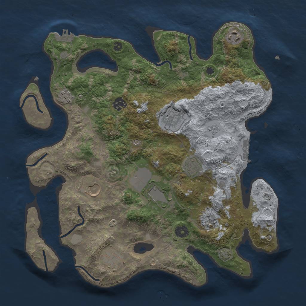 Rust Map: Procedural Map, Size: 3500, Seed: 279344909, 17 Monuments