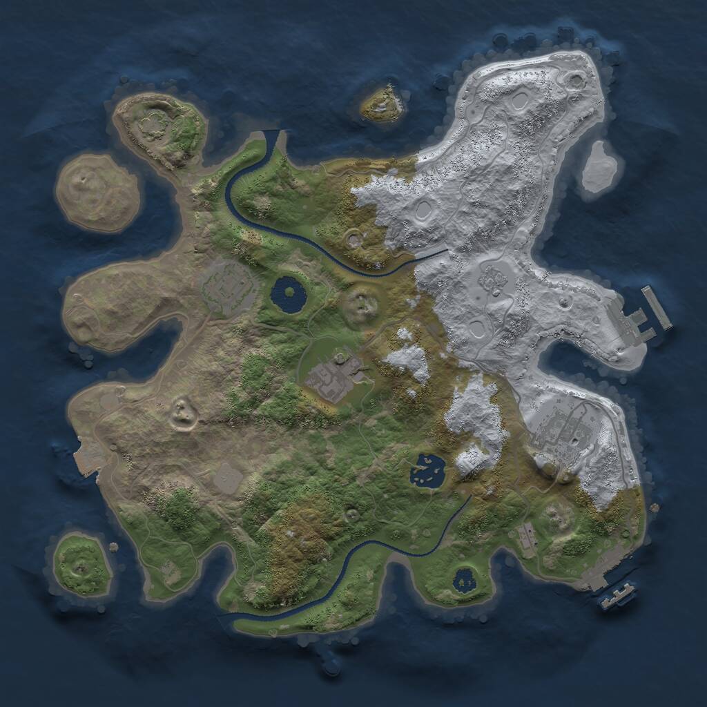 Rust Map: Procedural Map, Size: 3000, Seed: 676301, 9 Monuments