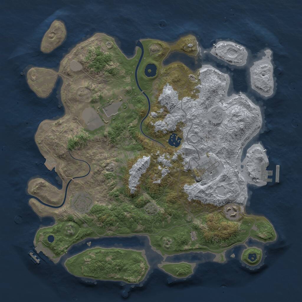 Rust Map: Procedural Map, Size: 3500, Seed: 1628426198, 10 Monuments