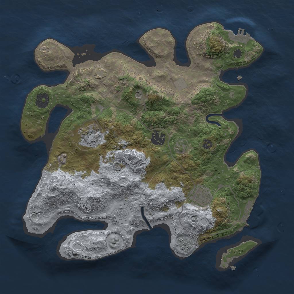 Rust Map: Procedural Map, Size: 3000, Seed: 85501206, 12 Monuments