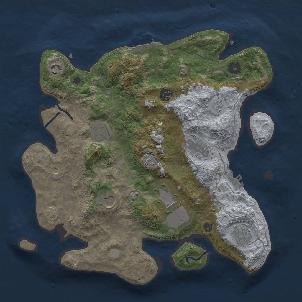 Rust Map: Procedural Map, Size: 3500, Seed: 60861, 16 Monuments