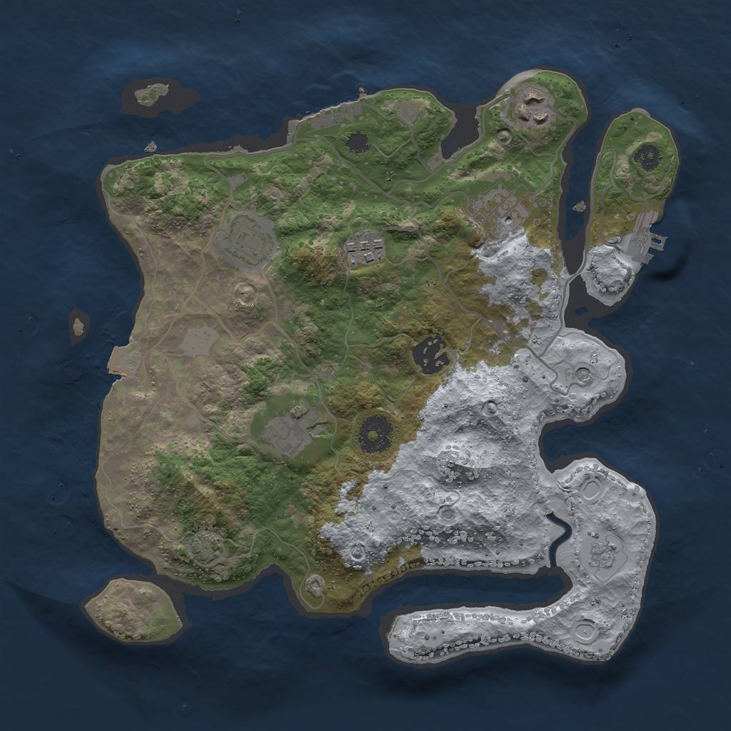 Rust Map: Procedural Map, Size: 3000, Seed: 1932701481, 14 Monuments