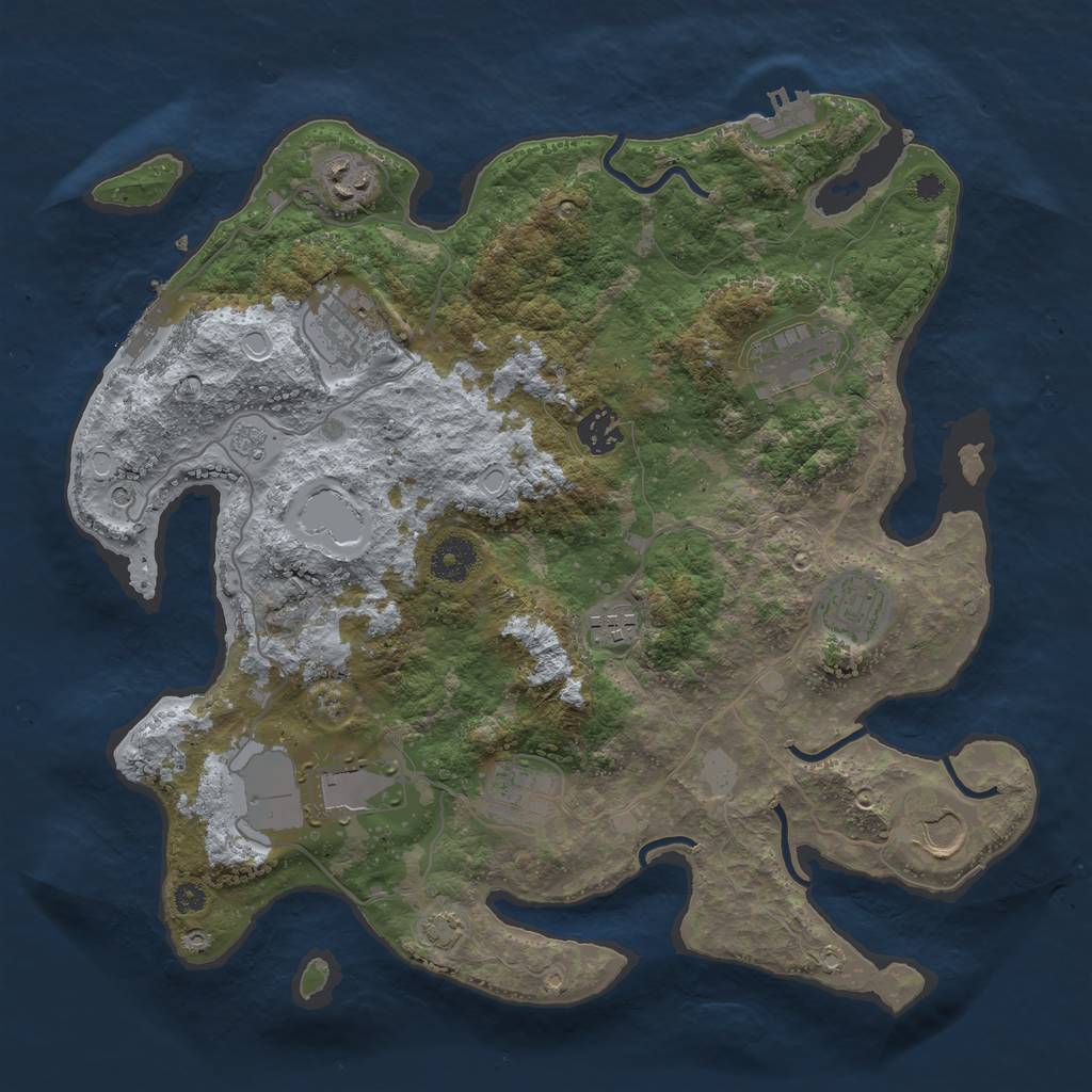 Rust Map: Procedural Map, Size: 3600, Seed: 42366089, 17 Monuments