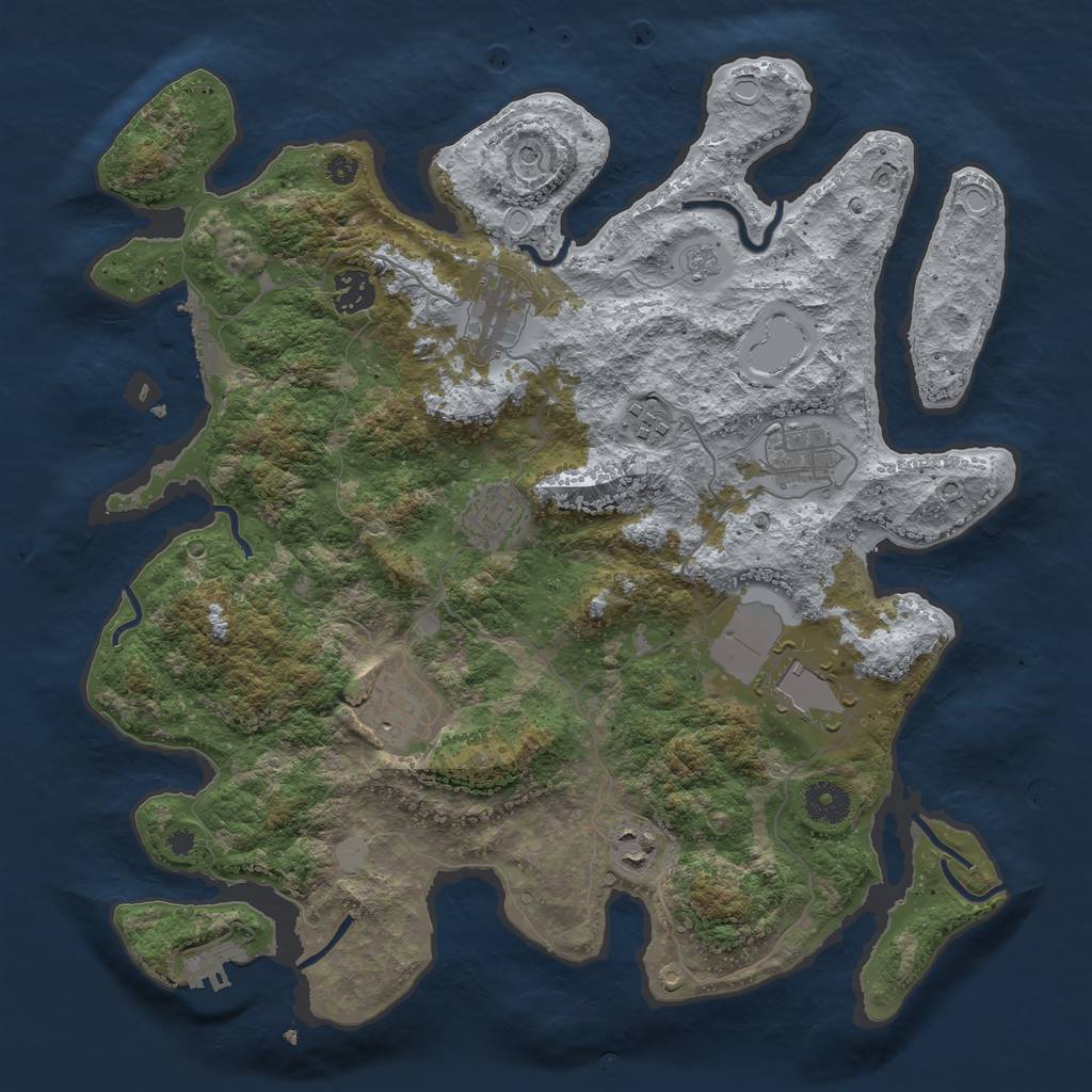 Rust Map: Procedural Map, Size: 3700, Seed: 1458286208, 15 Monuments