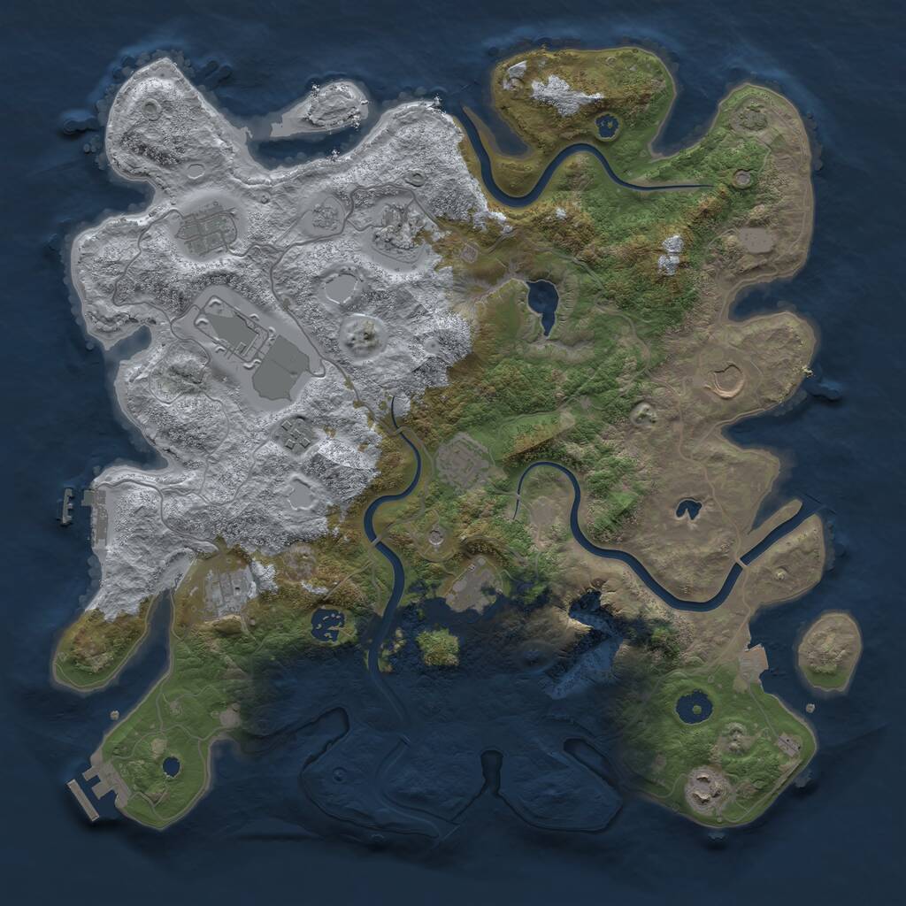 Rust Map: Procedural Map, Size: 4000, Seed: 534621, 16 Monuments
