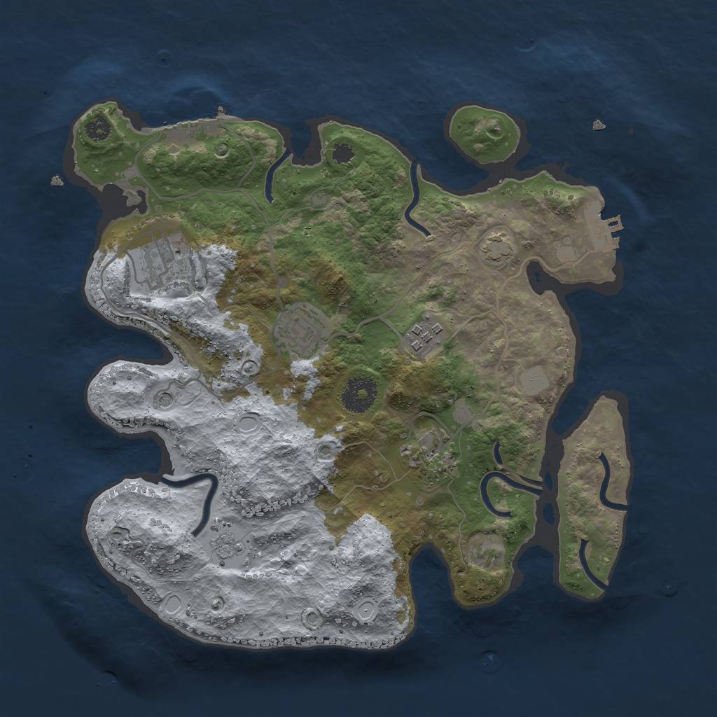 Rust Map: Procedural Map, Size: 3000, Seed: 325101207, 12 Monuments