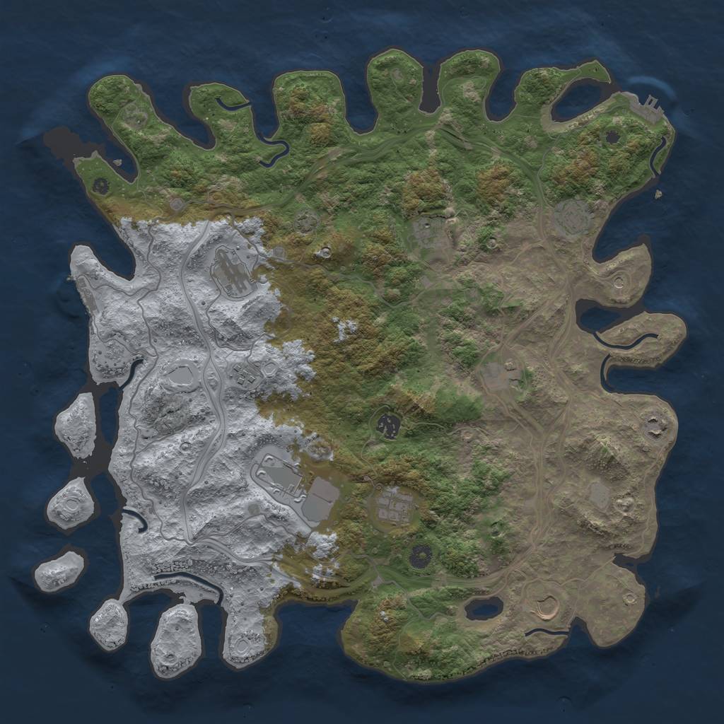 Rust Map: Procedural Map, Size: 4500, Seed: 83402, 18 Monuments