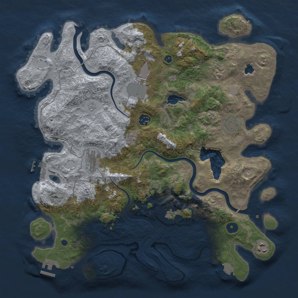 Rust Map: Procedural Map, Size: 4000, Seed: 87564, 14 Monuments