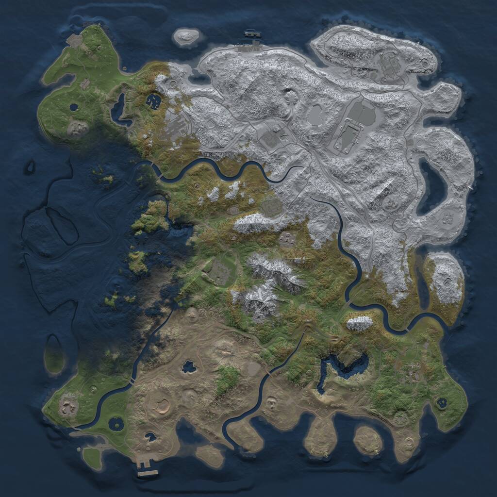 Rust Map: Procedural Map, Size: 5000, Seed: 545454545, 17 Monuments