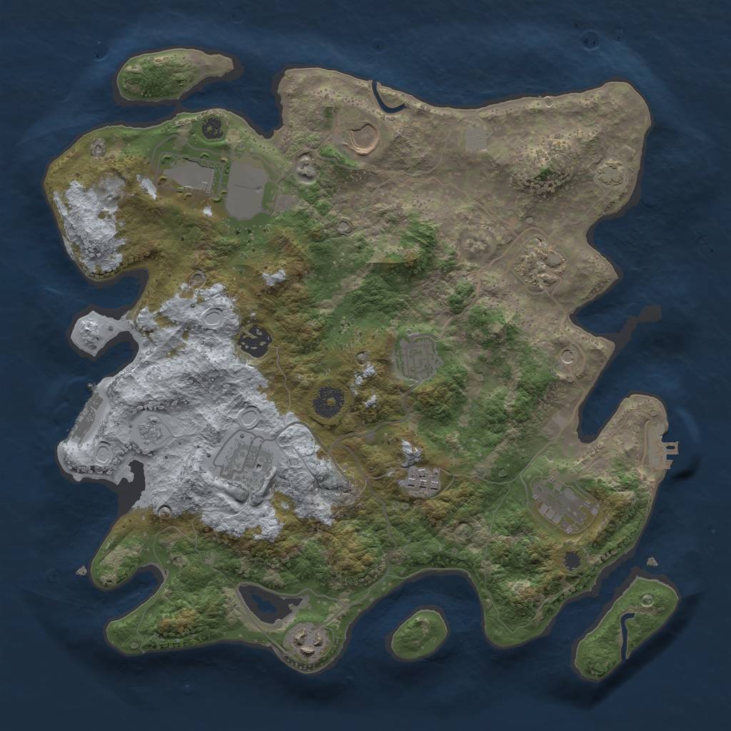 Rust Map: Procedural Map, Size: 3500, Seed: 1744877448, 17 Monuments