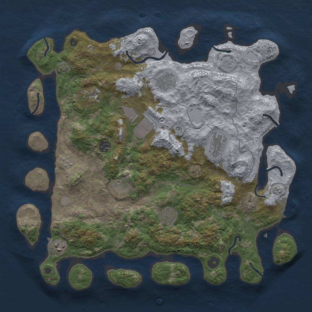 Rust Map: Procedural Map, Size: 4050, Seed: 2073690, 16 Monuments