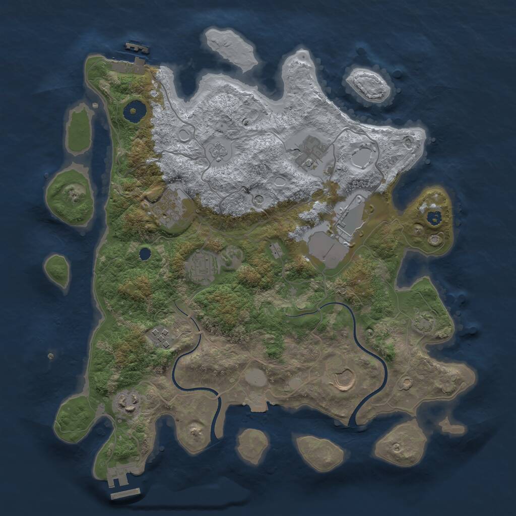 Rust Map: Procedural Map, Size: 3500, Seed: 1854200466, 13 Monuments