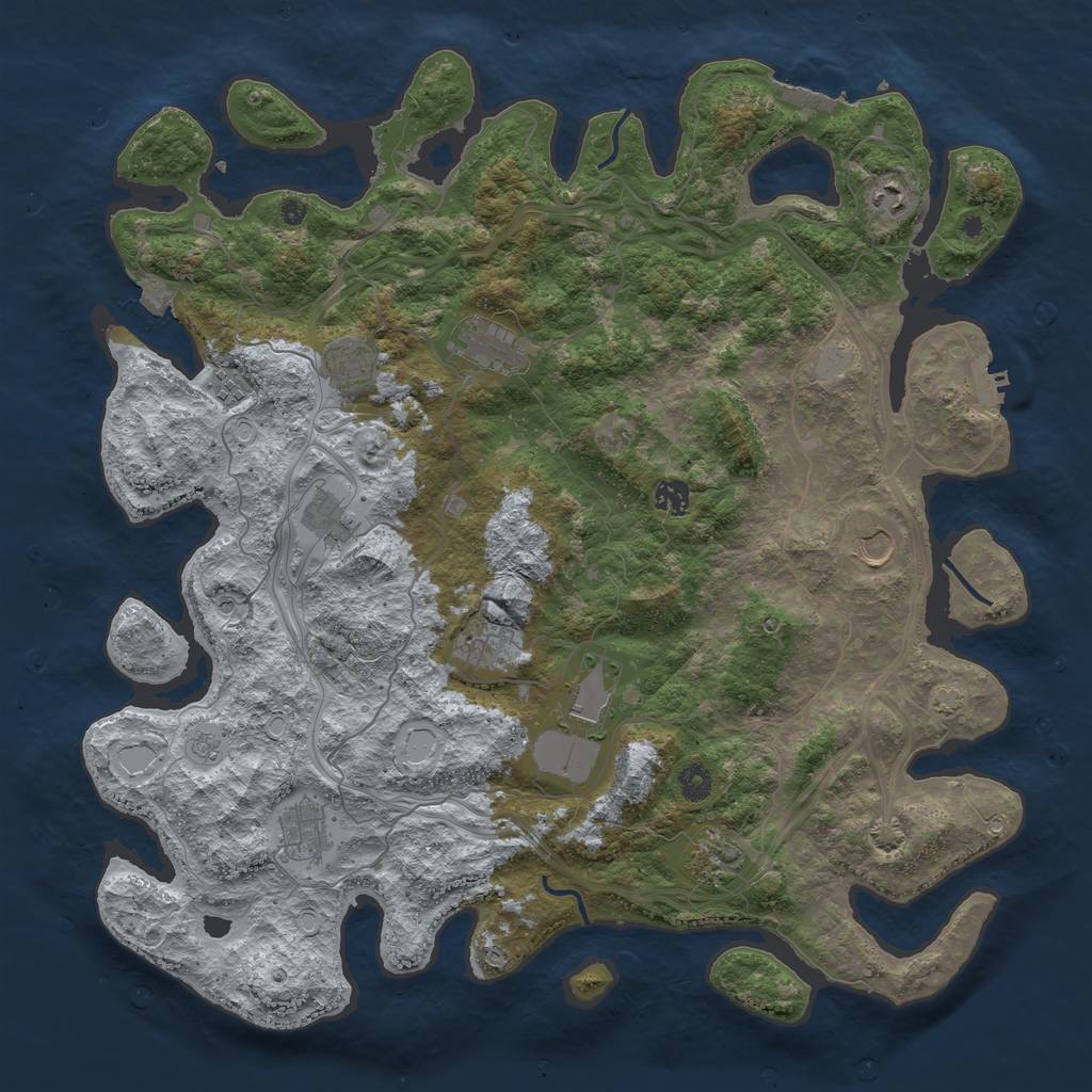 Rust Map: Procedural Map, Size: 4500, Seed: 601211029, 19 Monuments