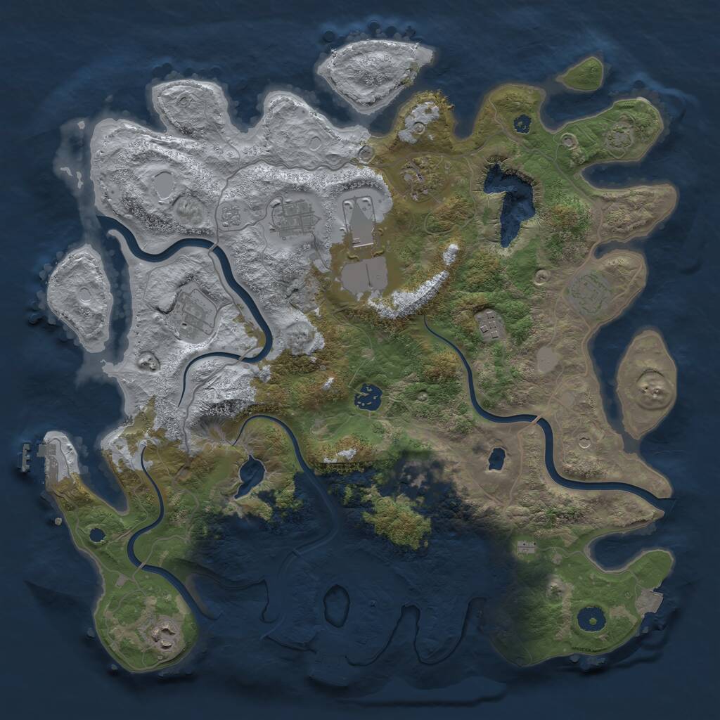 Rust Map: Procedural Map, Size: 4000, Seed: 7258172, 15 Monuments