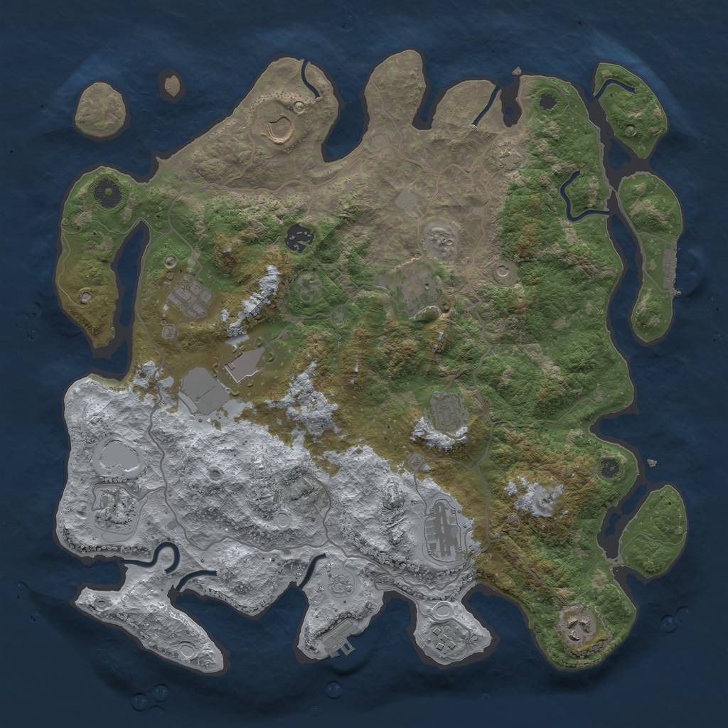 Rust Map: Procedural Map, Size: 4000, Seed: 935898575, 18 Monuments
