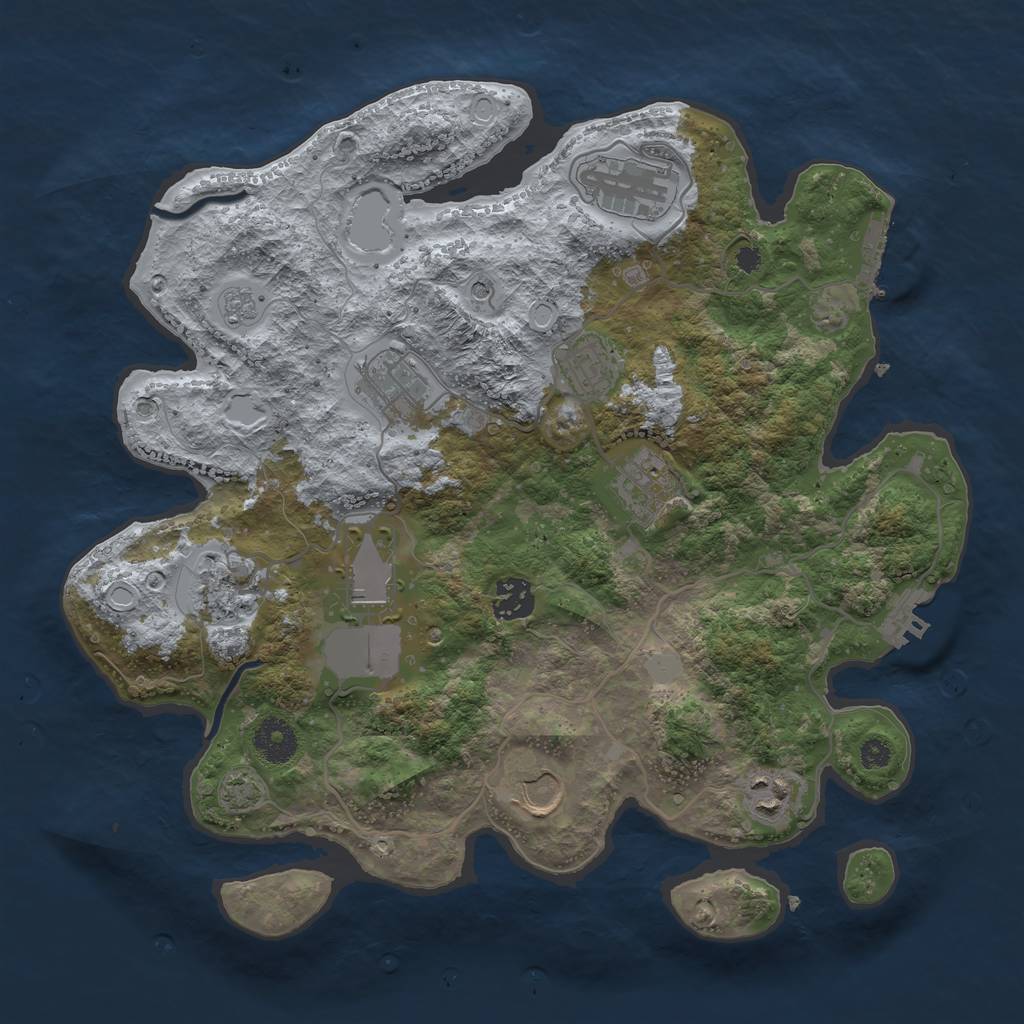 Rust Map: Procedural Map, Size: 3500, Seed: 980024459, 17 Monuments