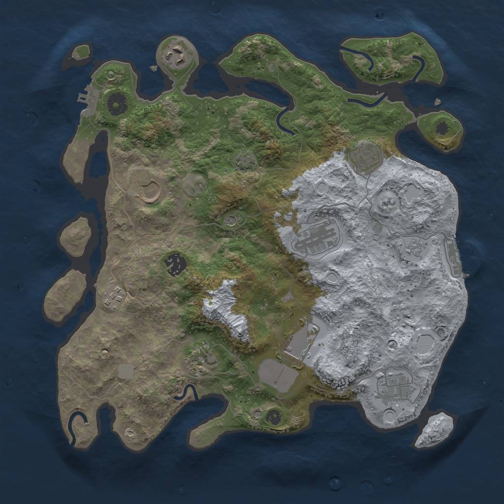 Rust Map: Procedural Map, Size: 3500, Seed: 23677, 17 Monuments