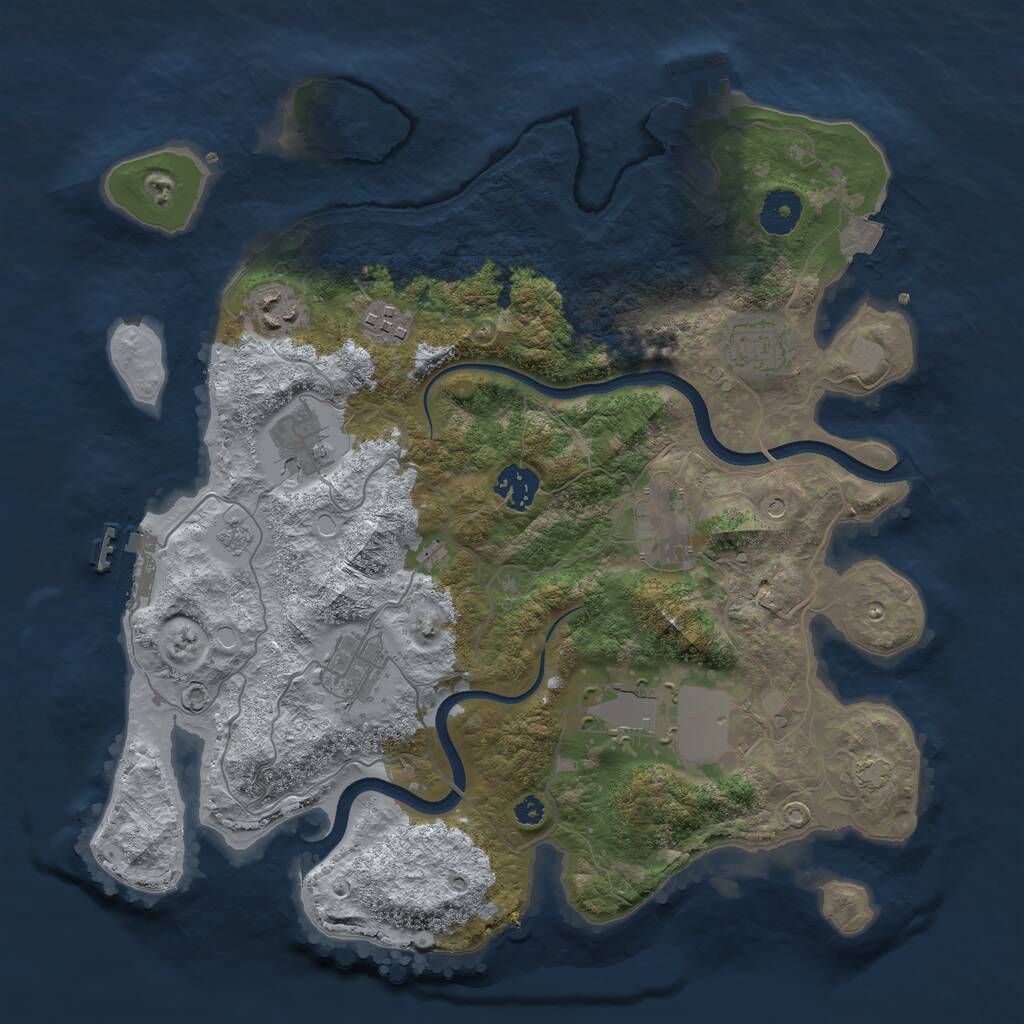 Rust Map: Procedural Map, Size: 3550, Seed: 632262, 14 Monuments