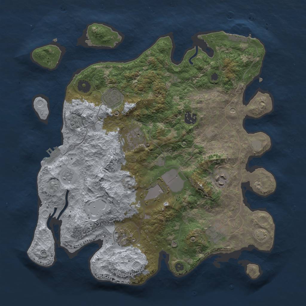 Rust Map: Procedural Map, Size: 3550, Seed: 632262, 16 Monuments