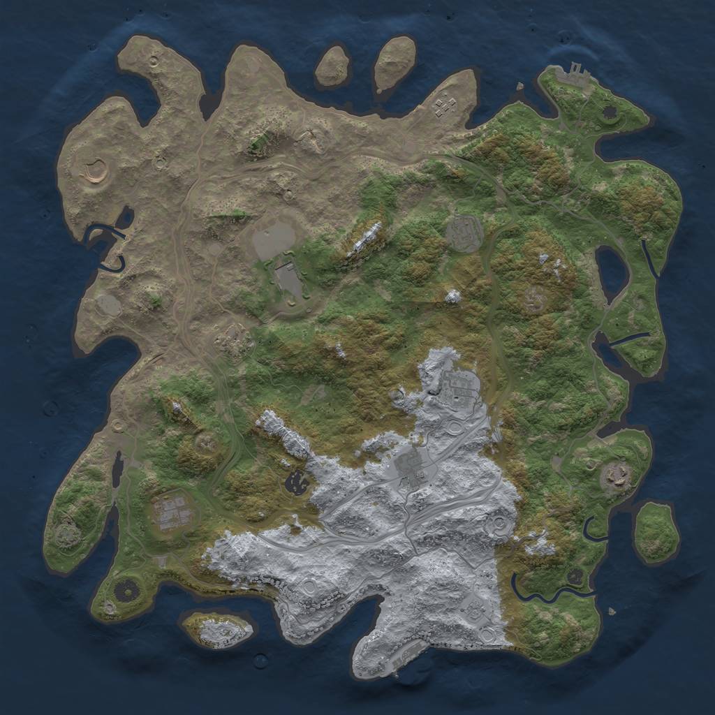Rust Map: Procedural Map, Size: 4500, Seed: 814576487, 18 Monuments