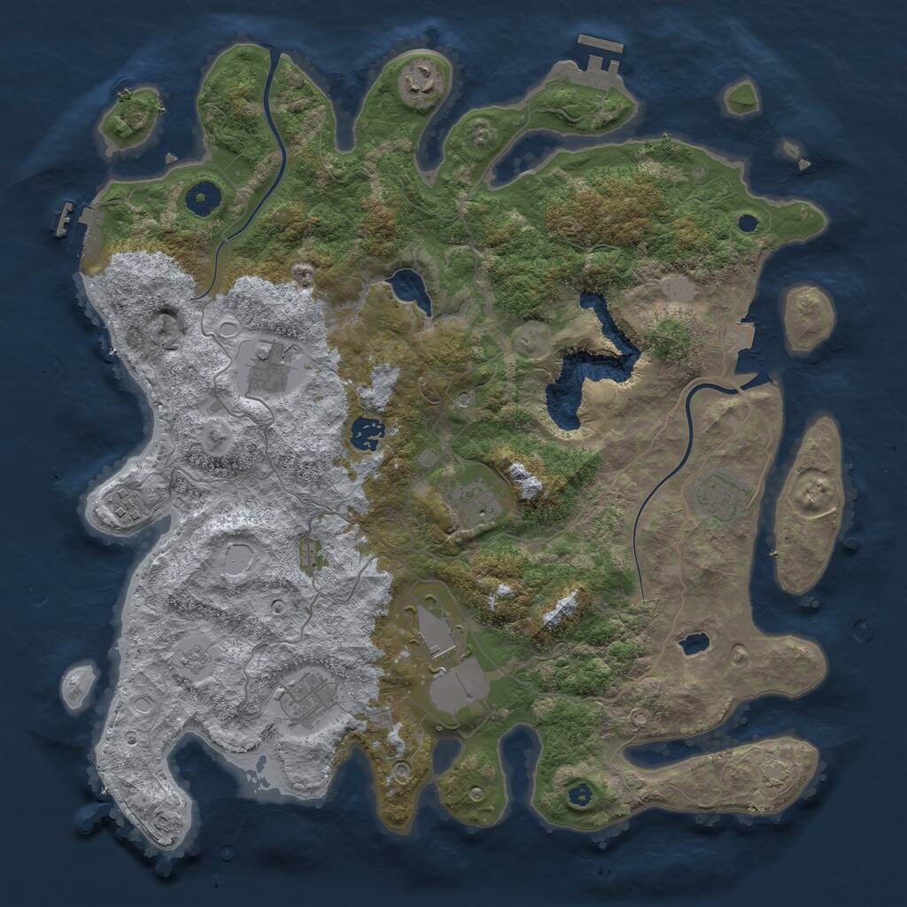 Rust Map: Procedural Map, Size: 4000, Seed: 8531, 14 Monuments
