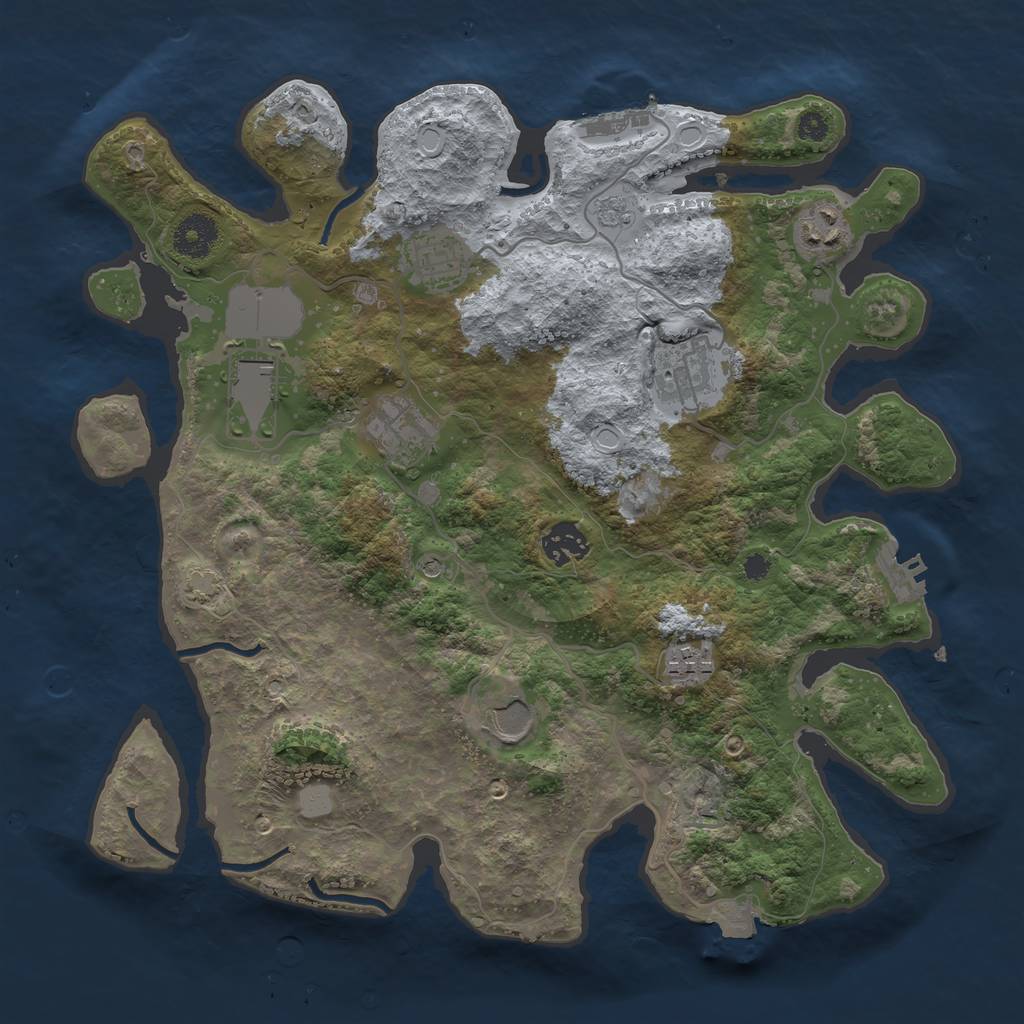 Rust Map: Procedural Map, Size: 3500, Seed: 7563, 16 Monuments