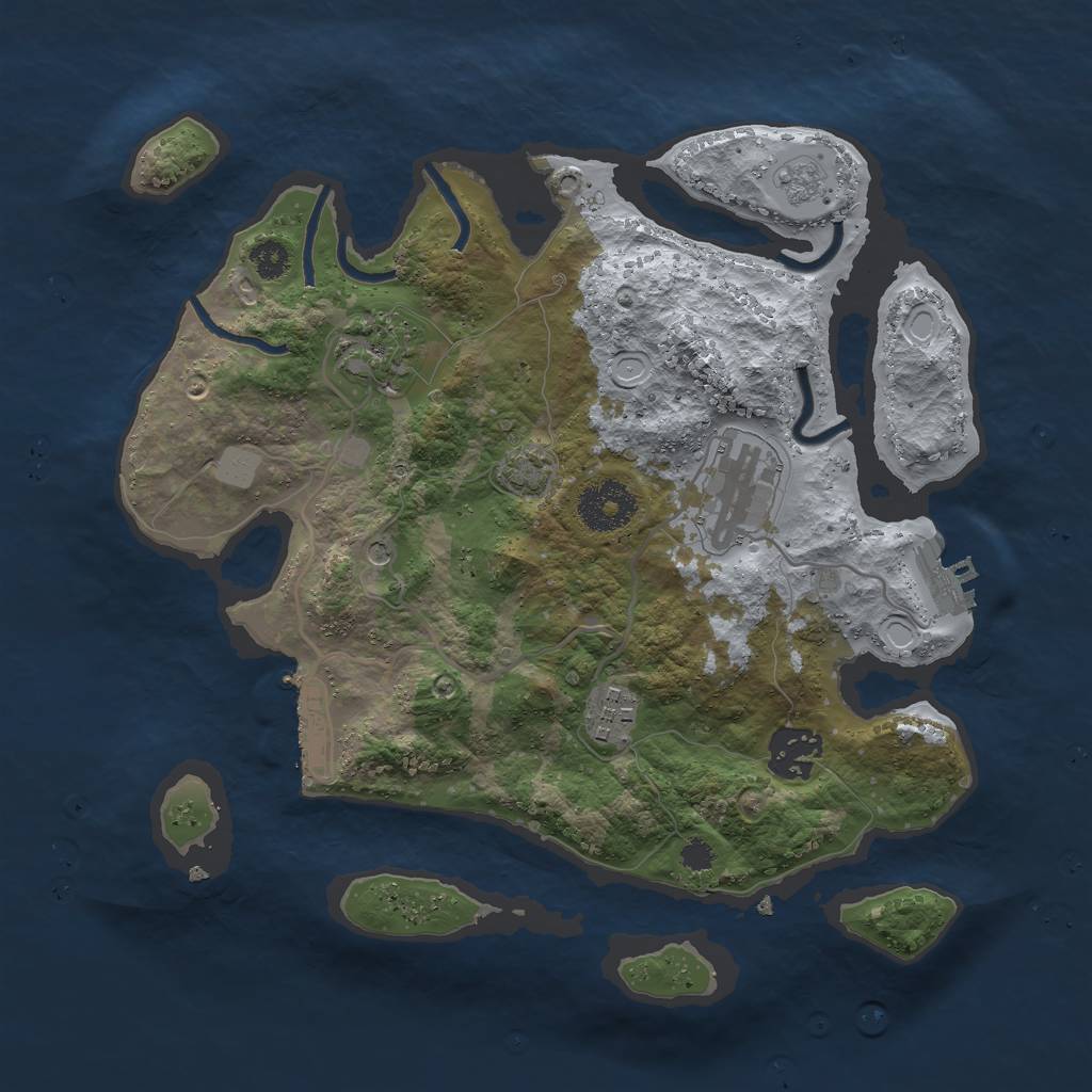 Rust Map: Procedural Map, Size: 3000, Seed: 894233256, 12 Monuments