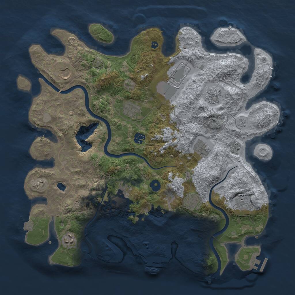 Rust Map: Procedural Map, Size: 4000, Seed: 5896, 17 Monuments