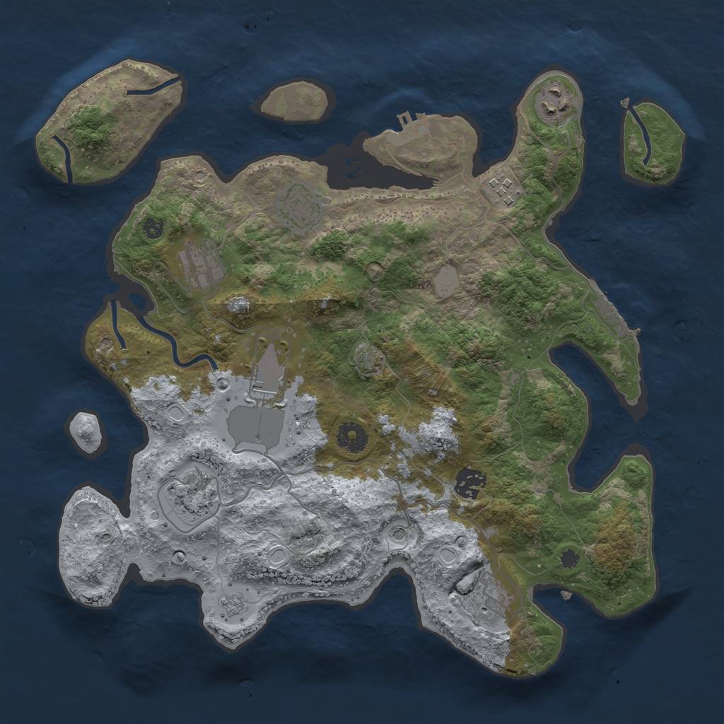 Rust Map: Procedural Map, Size: 3500, Seed: 2428, 15 Monuments