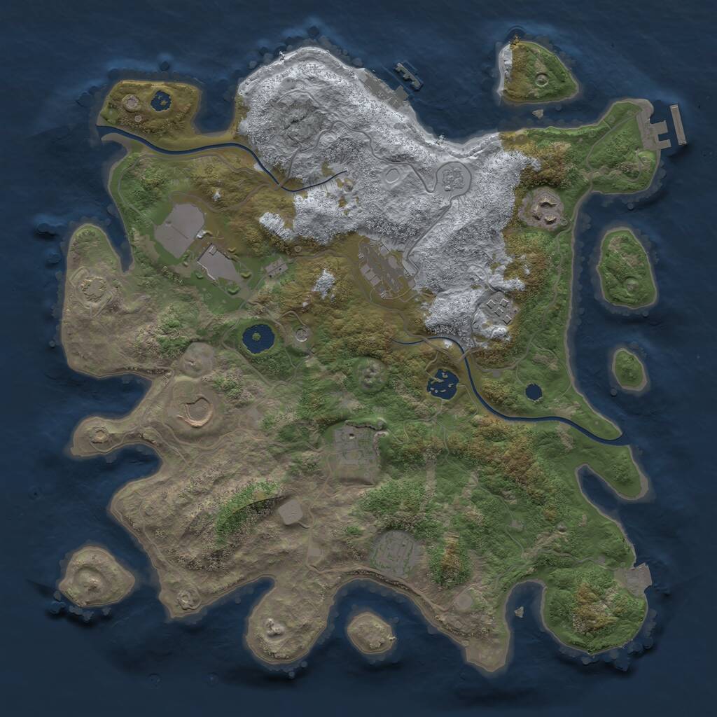 Rust Map: Procedural Map, Size: 3600, Seed: 33799, 14 Monuments