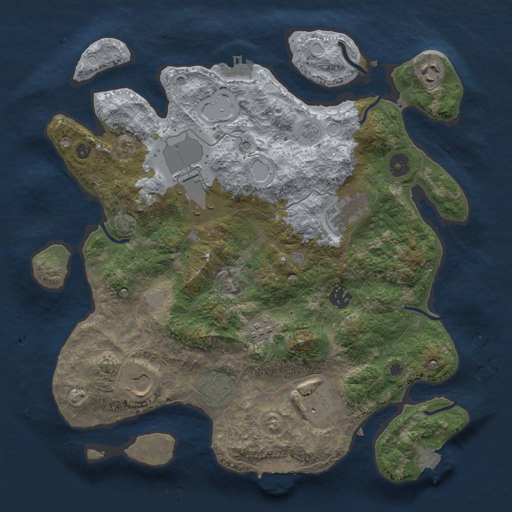 Rust Map: Procedural Map, Size: 3500, Seed: 7439, 16 Monuments