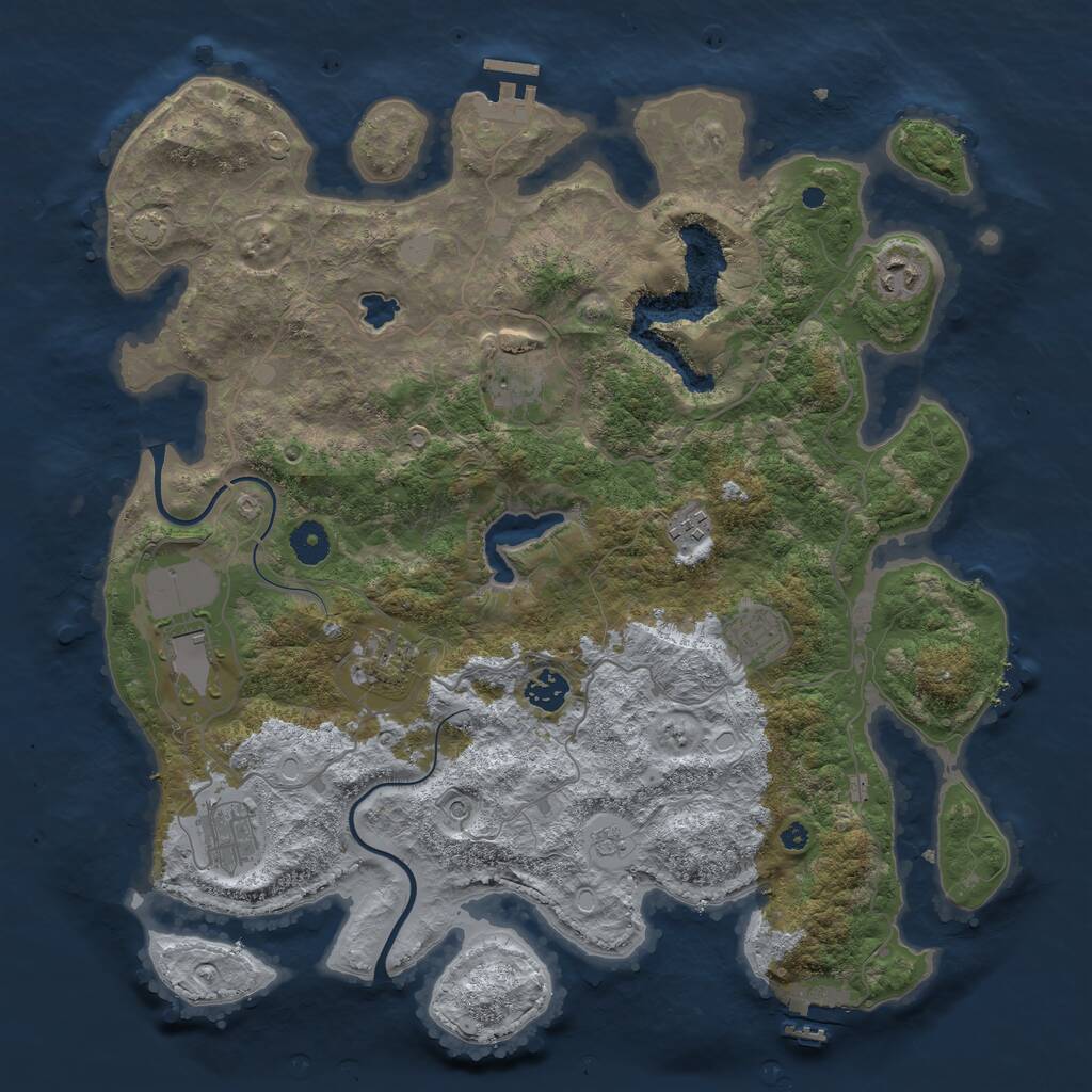 Rust Map: Procedural Map, Size: 4000, Seed: 44385330, 14 Monuments