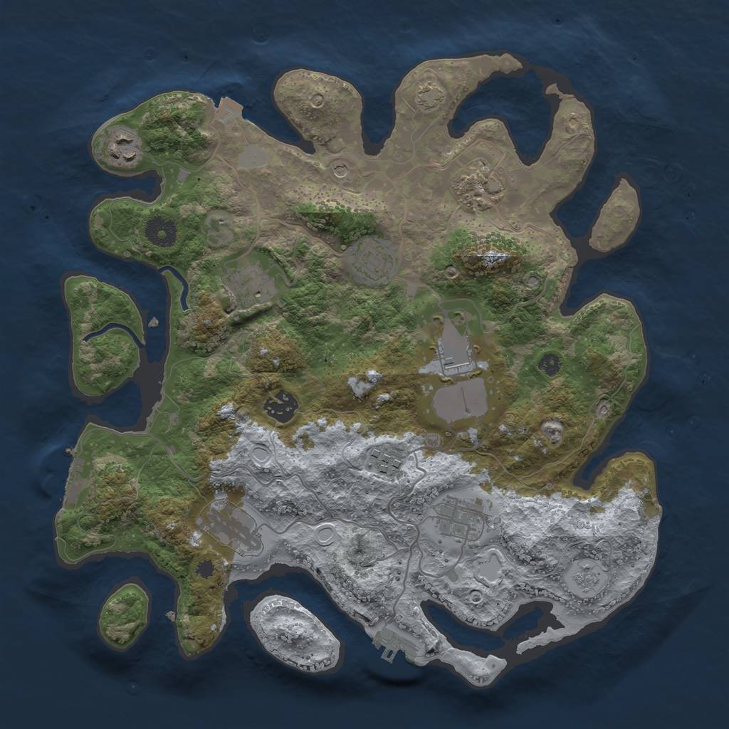 Rust Map: Procedural Map, Size: 3500, Seed: 7896, 17 Monuments