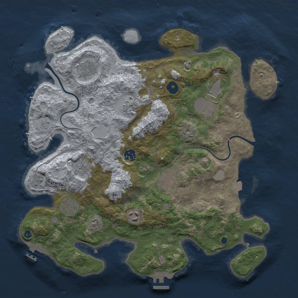 Rust Map: Procedural Map, Size: 3800, Seed: 20230325, 14 Monuments