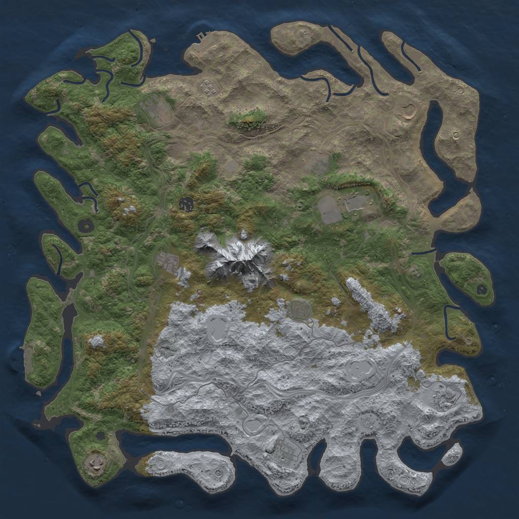 Rust Map: Procedural Map, Size: 5000, Seed: 24681357, 18 Monuments