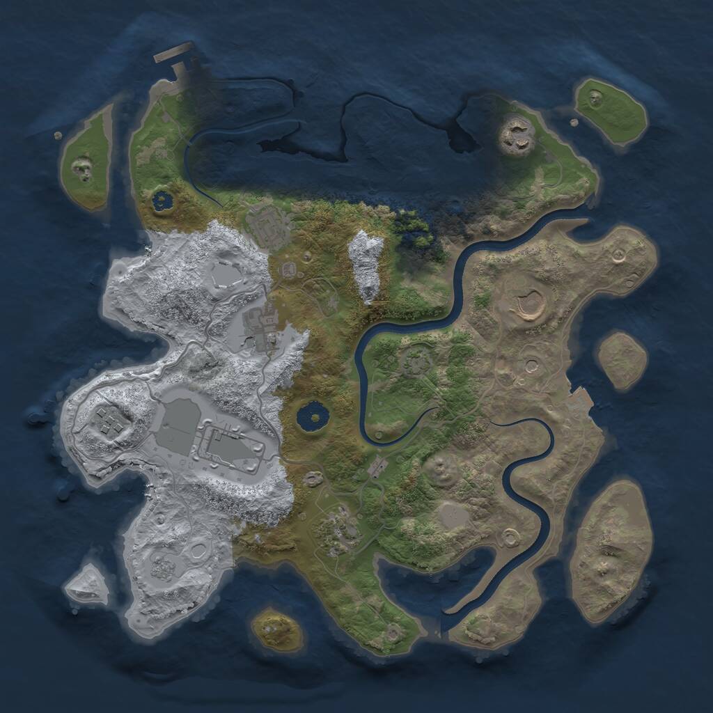 Rust Map: Procedural Map, Size: 3500, Seed: 2912, 12 Monuments