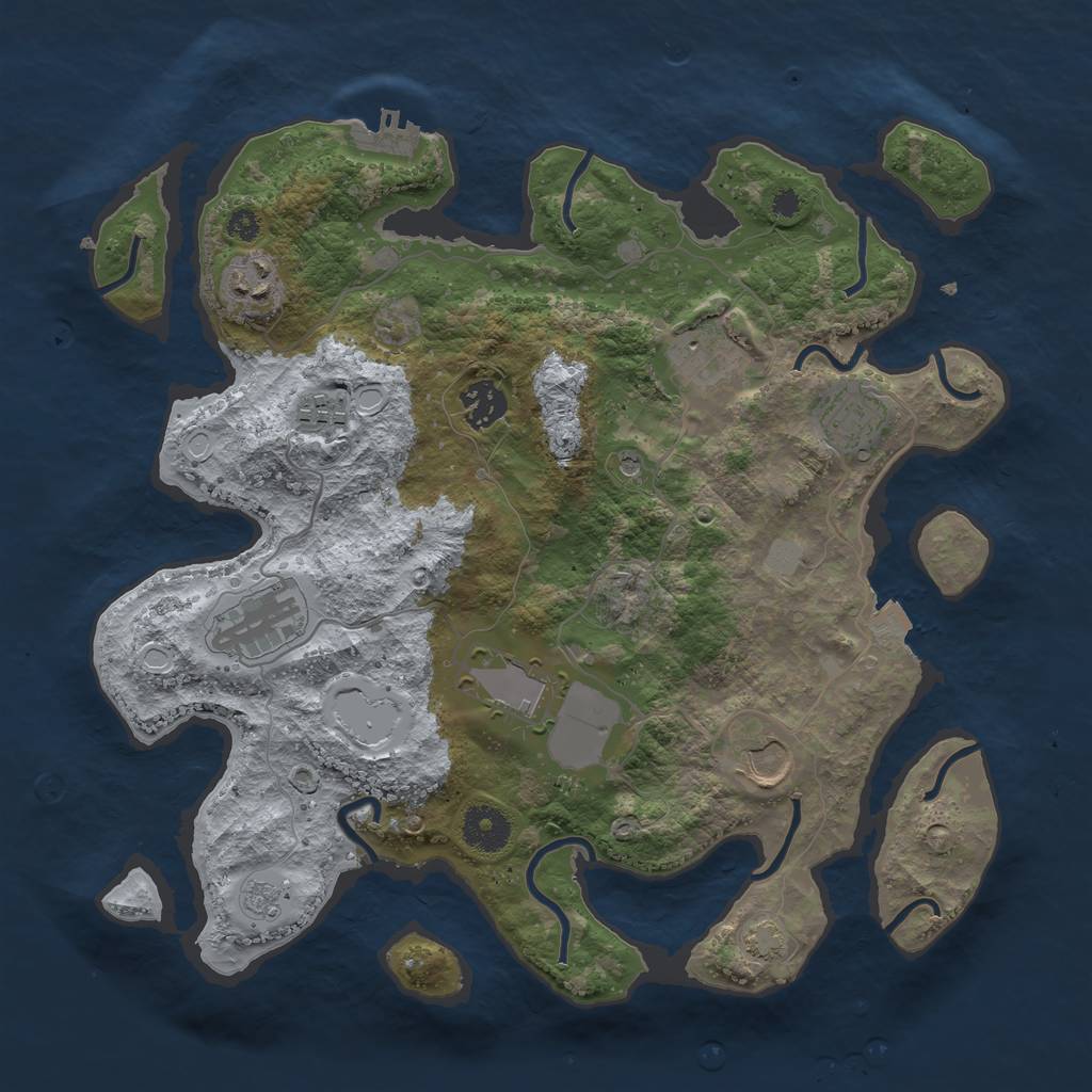 Rust Map: Procedural Map, Size: 3500, Seed: 2912, 15 Monuments