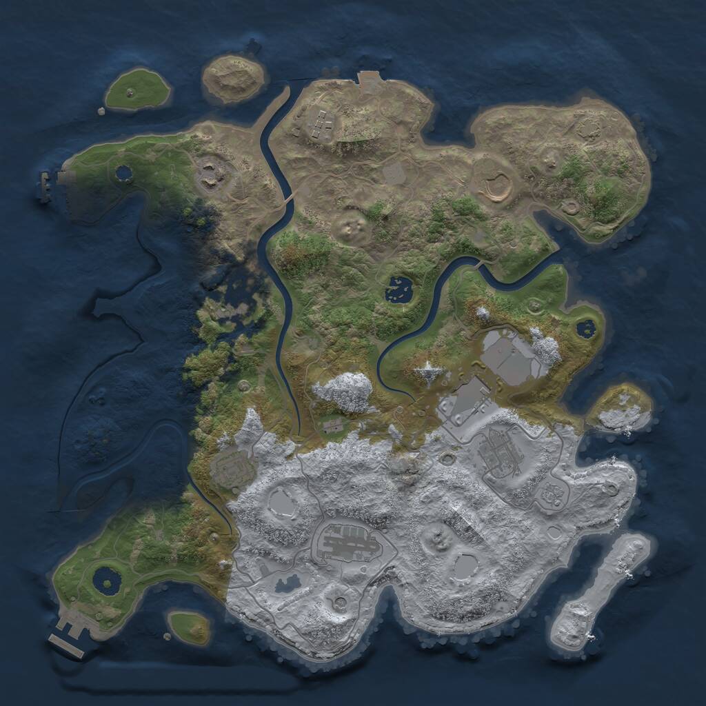 Rust Map: Procedural Map, Size: 3750, Seed: 398107, 15 Monuments