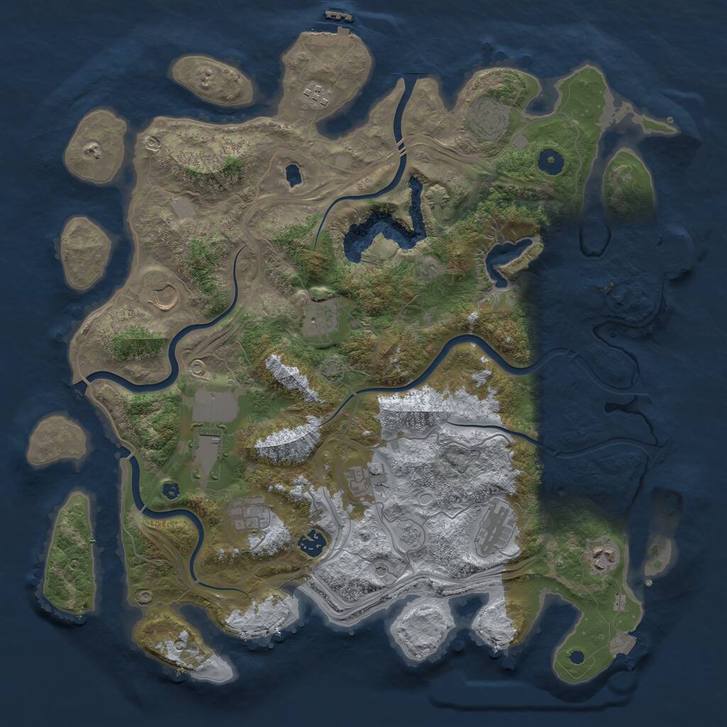 Rust Map: Procedural Map, Size: 4250, Seed: 551932, 16 Monuments