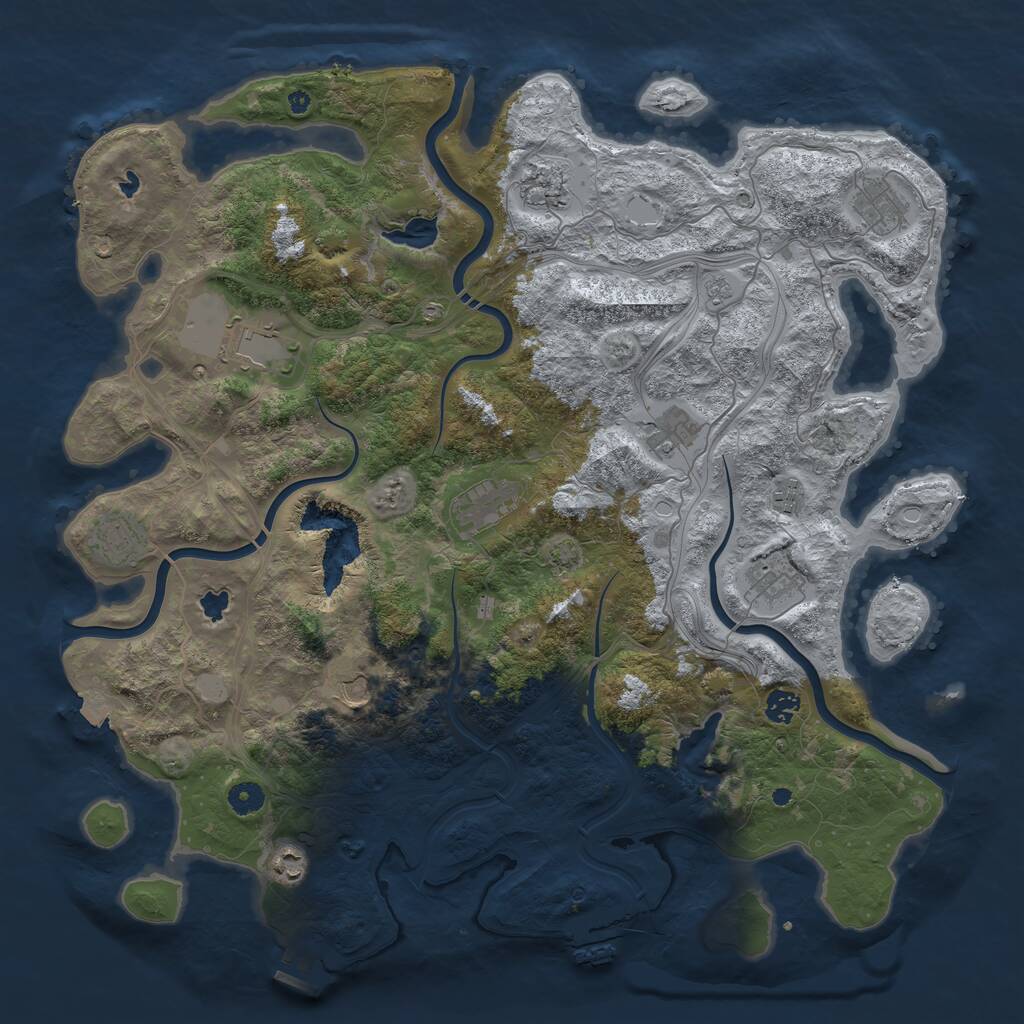 Rust Map: Procedural Map, Size: 4500, Seed: 684809, 17 Monuments