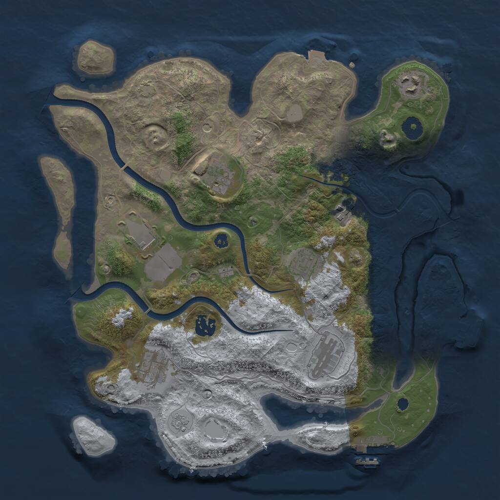 Rust Map: Procedural Map, Size: 3500, Seed: 202099125, 14 Monuments