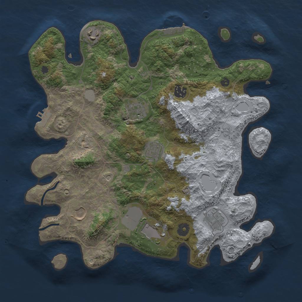 Rust Map: Procedural Map, Size: 3500, Seed: 9563, 14 Monuments