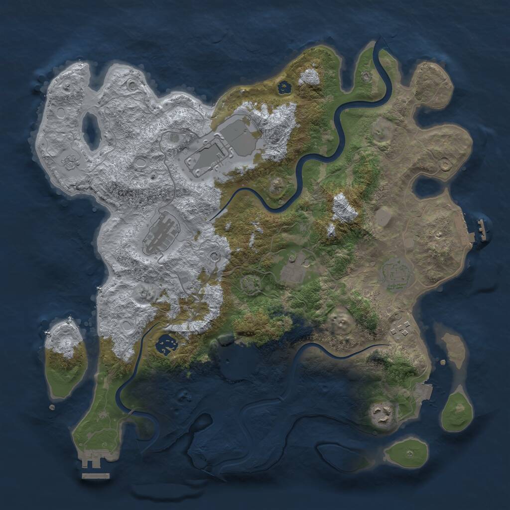 Rust Map: Procedural Map, Size: 3750, Seed: 1273069226, 14 Monuments