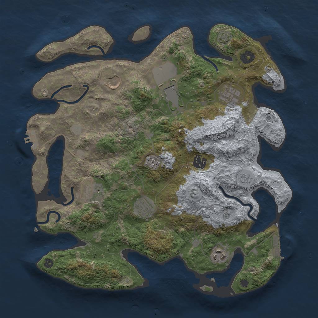 Rust Map: Procedural Map, Size: 3500, Seed: 188081367, 16 Monuments