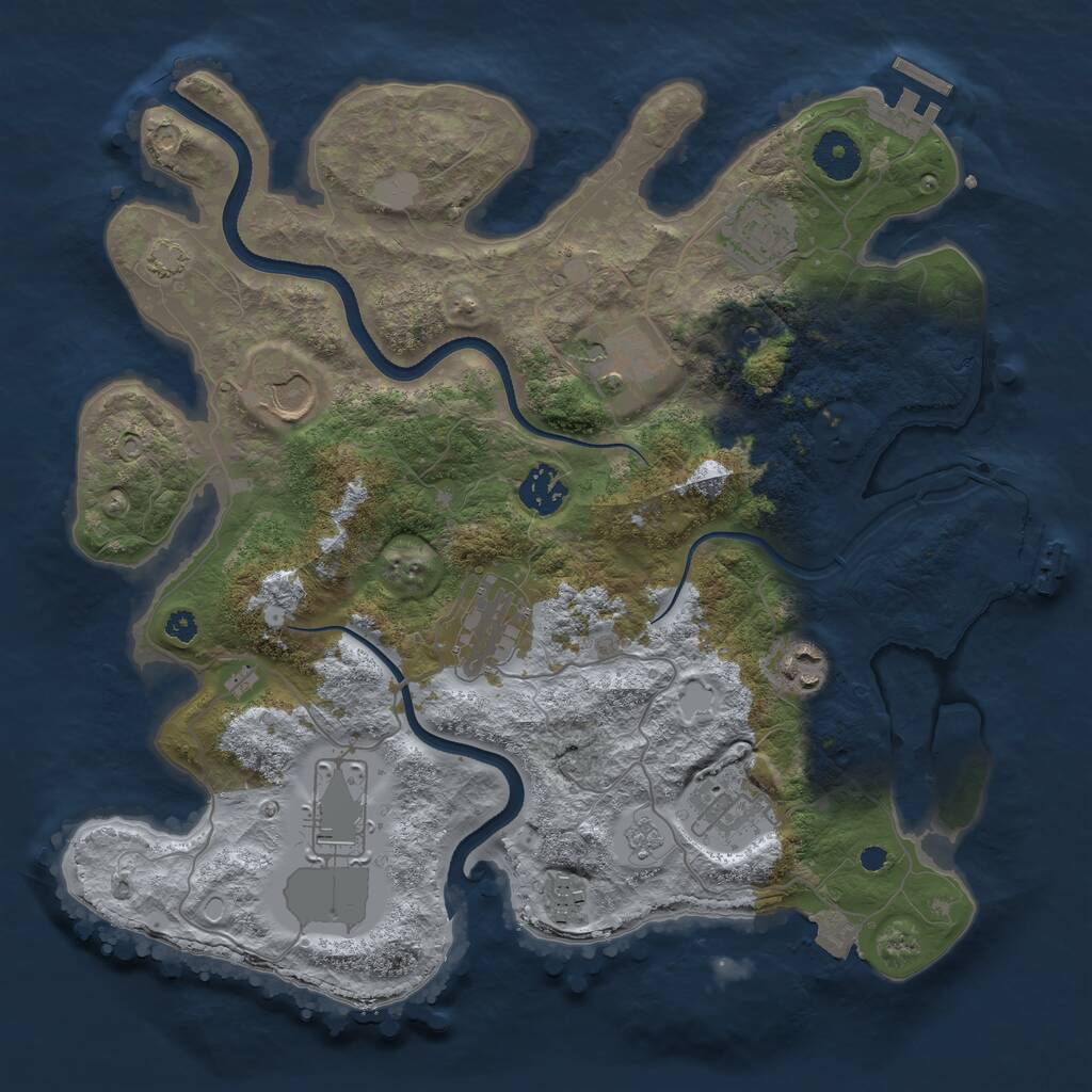 Rust Map: Procedural Map, Size: 3500, Seed: 405871909, 15 Monuments