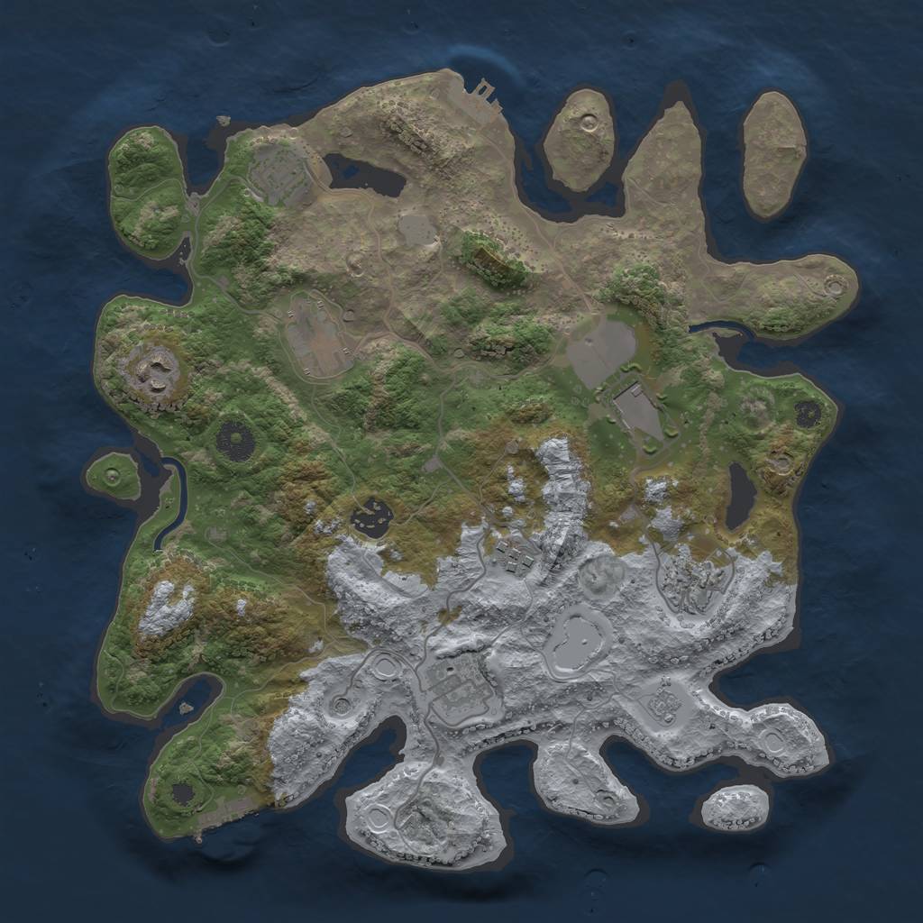 Rust Map: Procedural Map, Size: 3500, Seed: 614681088, 15 Monuments