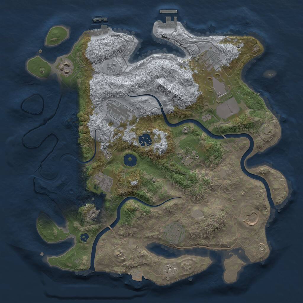 Rust Map: Procedural Map, Size: 3500, Seed: 1032598132, 16 Monuments