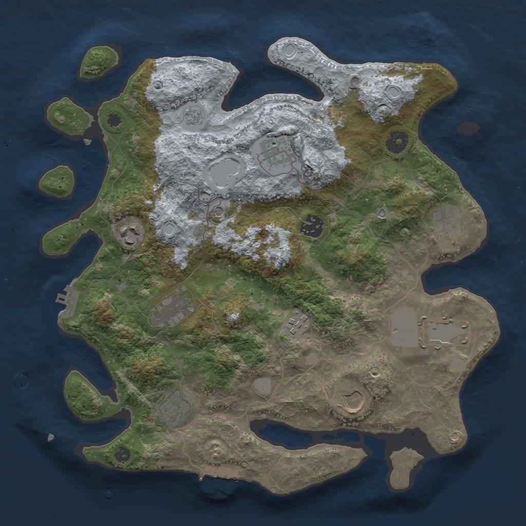 Rust Map: Procedural Map, Size: 3500, Seed: 1032598132, 16 Monuments