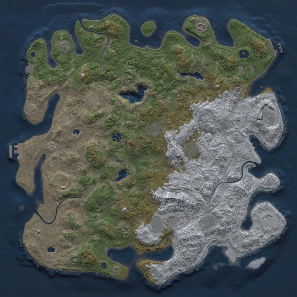Rust Map: Procedural Map, Size: 4800, Seed: 157957153, 17 Monuments